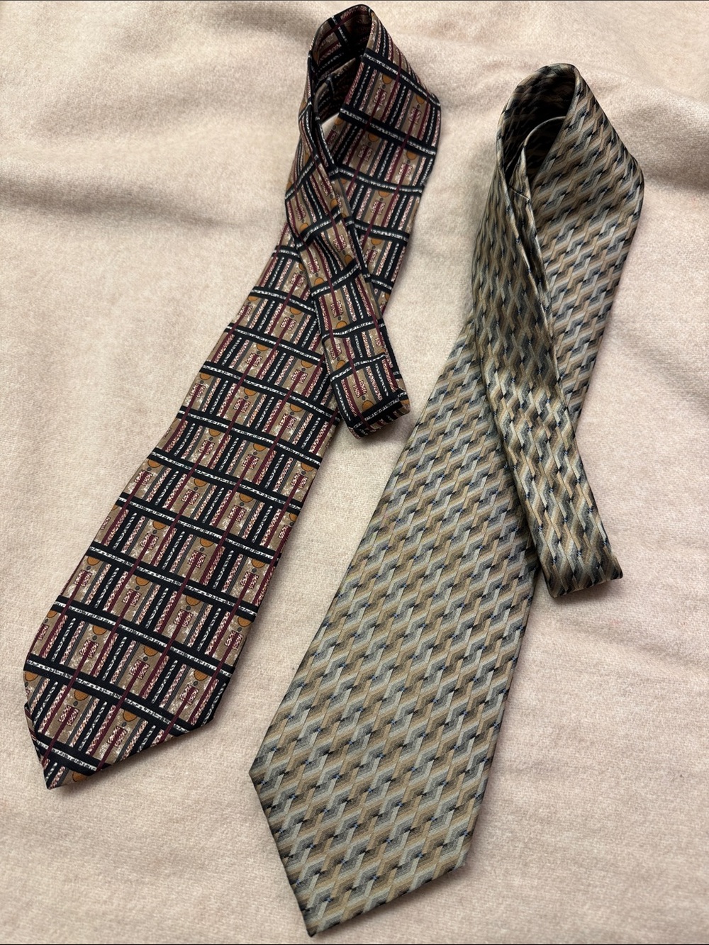 Pair of Men's Patterned Ties - Elegant Business Wear
